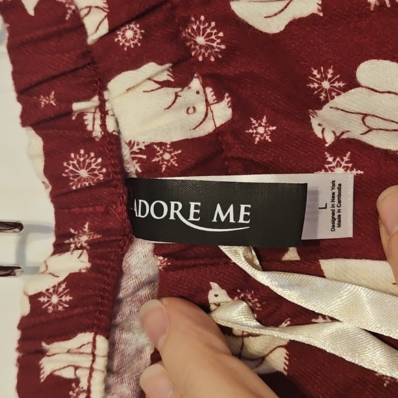 NWT Adore Me Burgundy Pajama Set with White Polar Bear Print - Picture 14 of 14